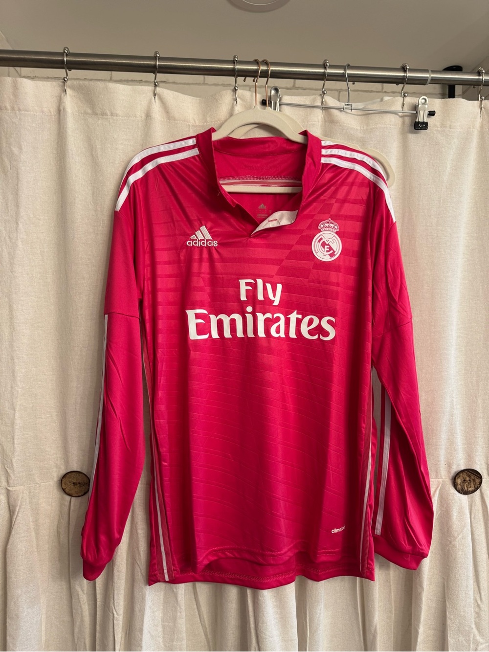 Adidas men’s Real Madrid Long-Sleeve Soccer Jersey - Pink